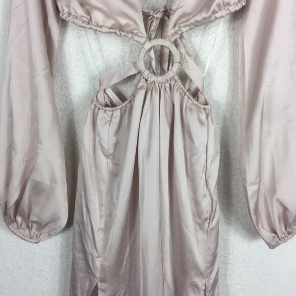 NWT HelloMolly Fashion Girlie Satin Cut Out Maxi Dress Champagne Size 2 Cocktail - Picture 9 of 13